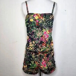 VS PINK Women's Floral Spaghetti Strap Short Romper Size XS